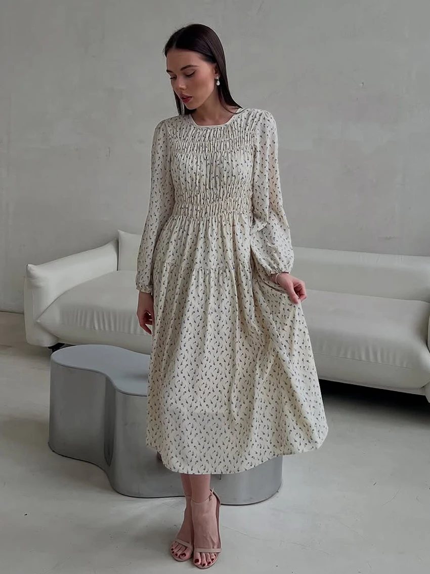 ثوب نوم نسائي مطبوع من Marthaqiqi بأكمام طويلة وياقة مربعة بيجامة بطول الكاحل ملابس نوم نسائية غير رسمية فضفاضة