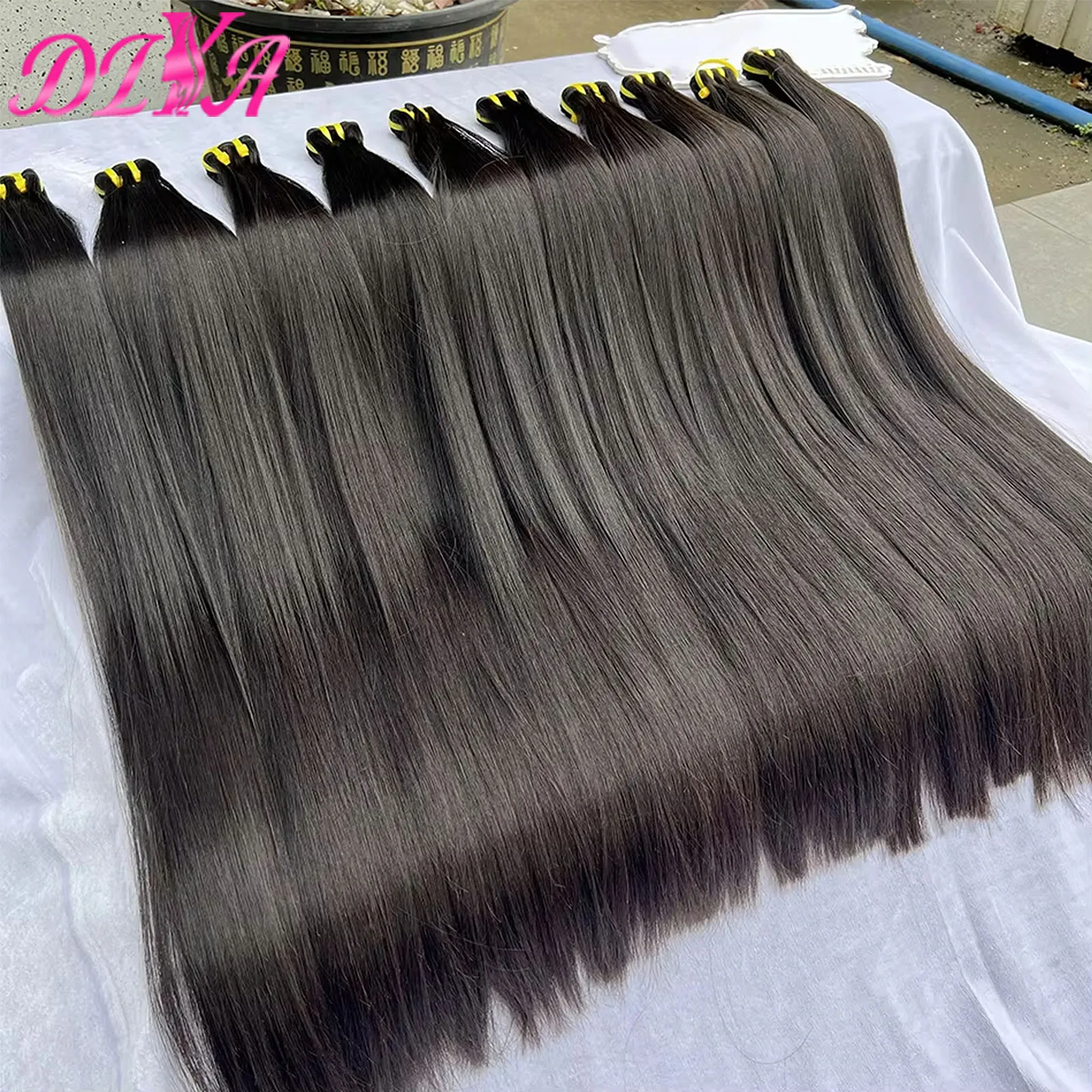 16A Grade Unprocessed Raw Vietnamese Hair Super Double Drawn Bone Straight Human Hair Bundles 100% Virgin Hair Extensions