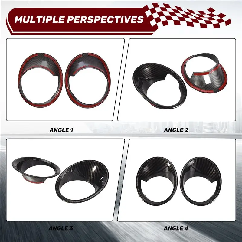 Carbon Fiber 2Pcs Plated Front Fog Light Lamp Cover Trim For BMW X5 F15 2014-2018