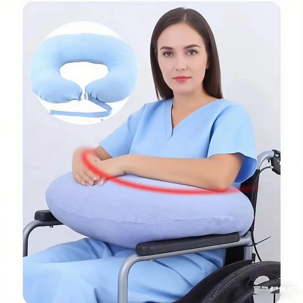 

Wheelchair Fixed Pillow Anti Forward Tilt and Sideways Pillow Office Support Armrest Pad Arm Support Fixed Strap