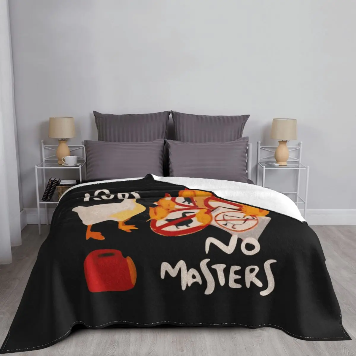 Untitled Goose Game No God No Masters Meme Fleece Throw Blankets Blanket for Bedding Car Lightweight Thin Bed Rug