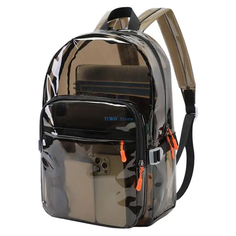 D0UD Fashionable PVC Laptop Backpack Rucksacks Large Capacity Daypacks Campus Student