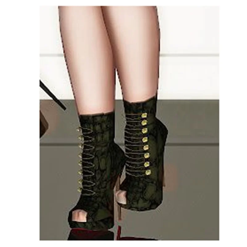 

Black Lace Up Buckle Platform Boots Thin High Heel Sexy Fashionable Cool Winter Casual Big Size Woman Shoes Zapatillas Mujer