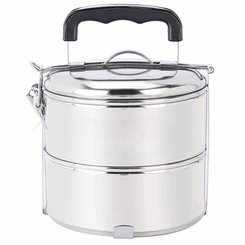 2 Tier/3 Tier Stainless Steel Lunch Box Stackable Design Round Shape Thermal Food Container Multilayer Food Box For Picnic
