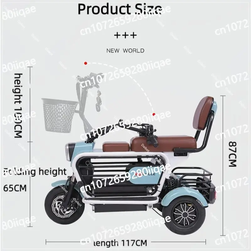 

Foldable 3 Wheel Mobility Scooter with Pet Electric Scooter Orange Blue Double Shock Absorption 400W Elderly Electric Tricycle