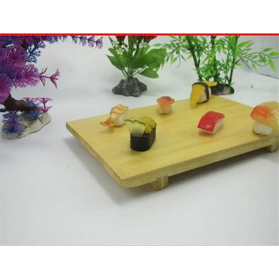Assiettes à Sushi en bambou japonais, 1956, plateau en forme de Geta, support pour plantes, support pour Vase, 8.25x4.75, paquet de 6