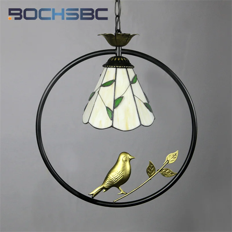 BOCHSBC Tiffany Pendant Light Vintage Chinese style decor balcony corridor restaurant round iron art gift pendant light