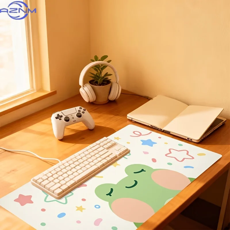 1pc Extra-Large, Non-Slip, Durable Desk Mat, Mouse Pad, Featuring Happy Frog Celebration, Rubber Base, for Office, Computer Deco