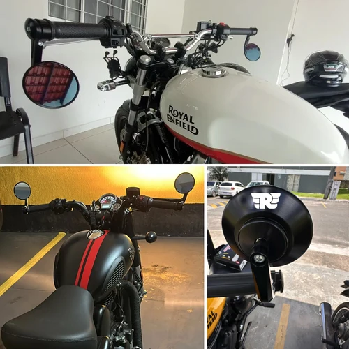 Imagen 2 del producto Para Royal Enfield Bullet/Meteor/Classic 350 500 Interceptor 650 CNC espejos de extremo de barra de motocicleta Retro manillar punta retrovisor
