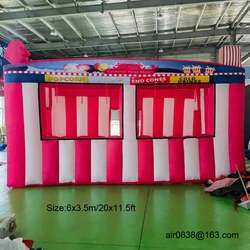 Pink White Durable Carnival Treat Shop Inflatable Kiosk Food Booth Tent Inflatable Food Concession Stand For Outdoor Advertising