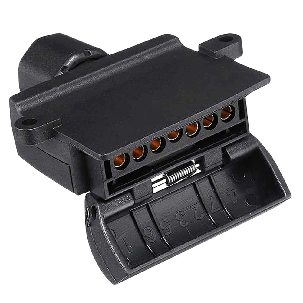 Compatible 12V Trailer Socket Plug 7 Pin Flat Male+7 Pin Plug Flat Female For Rv Truck