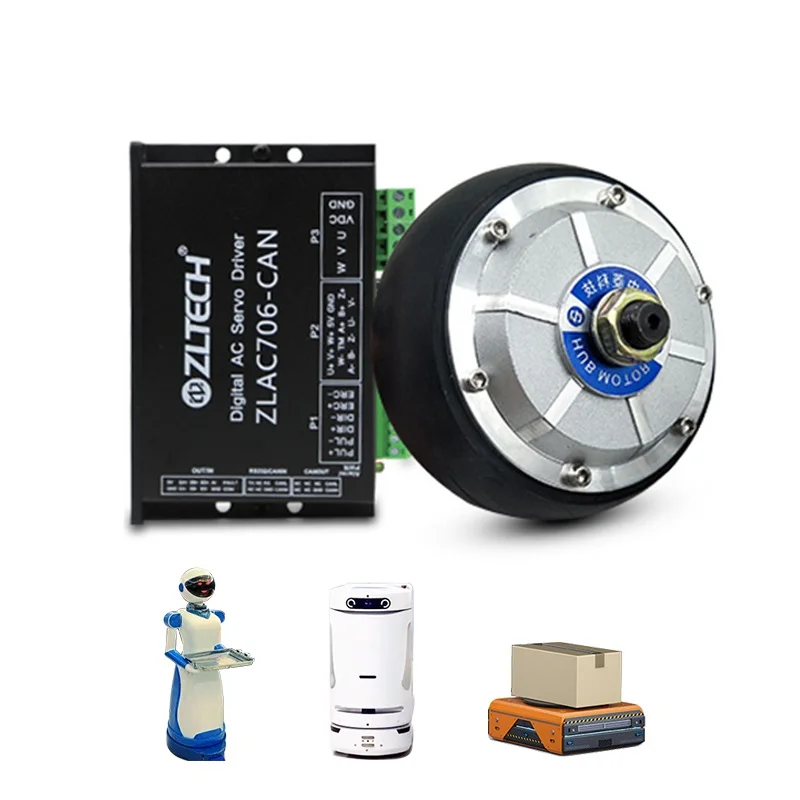 

Built-in-encoder 4.5 Inch 24V 6N.m 400RPM 150kg Load Electric Brushless DC Servo Wheel Hub Motor and Driver for AGV Car