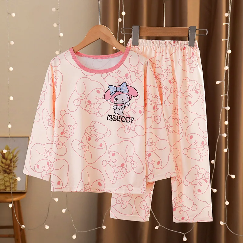 

Kawaii Sanrio Children Pajamas Anime Cute Kuromi My Melody Cinnamoroll Kids Baby Long Sleeve Sleepwear Casual Loungewear Gift