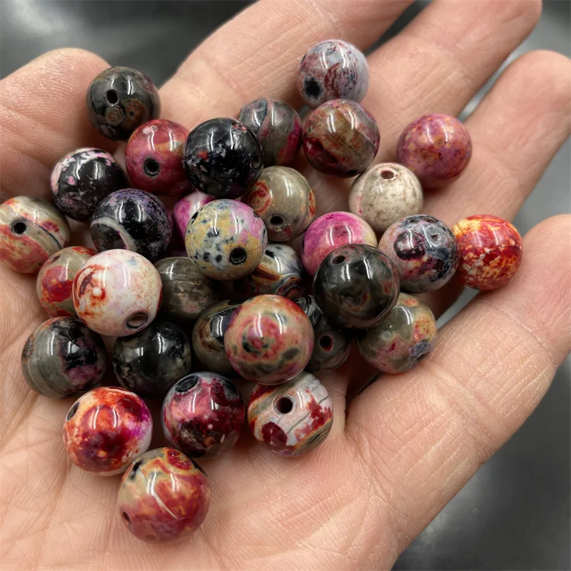 DIYOrnament Accessories12mm Color Old Agate round Beads Loose Beads Vintage Distressed Agate Beads Bulk Batch