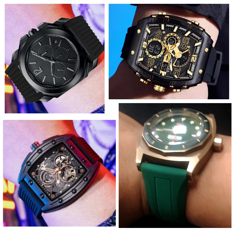 20mm 22mm 24mm 26mm 28mm 30mm silicone watch band for Diesel Bulgari Panerai Men's sport diving rubber watch Wrist Belt Bracelet