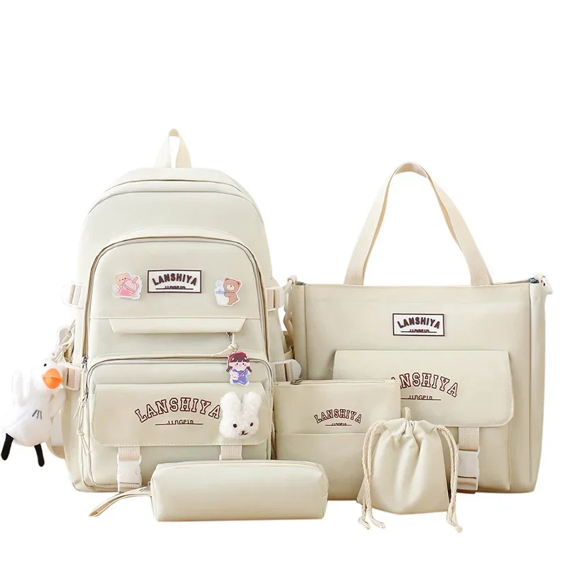 Fashion Backpack Children's School Bag Elementary School Junior High School Bag Children's Leisure Backpack 5-piece Set