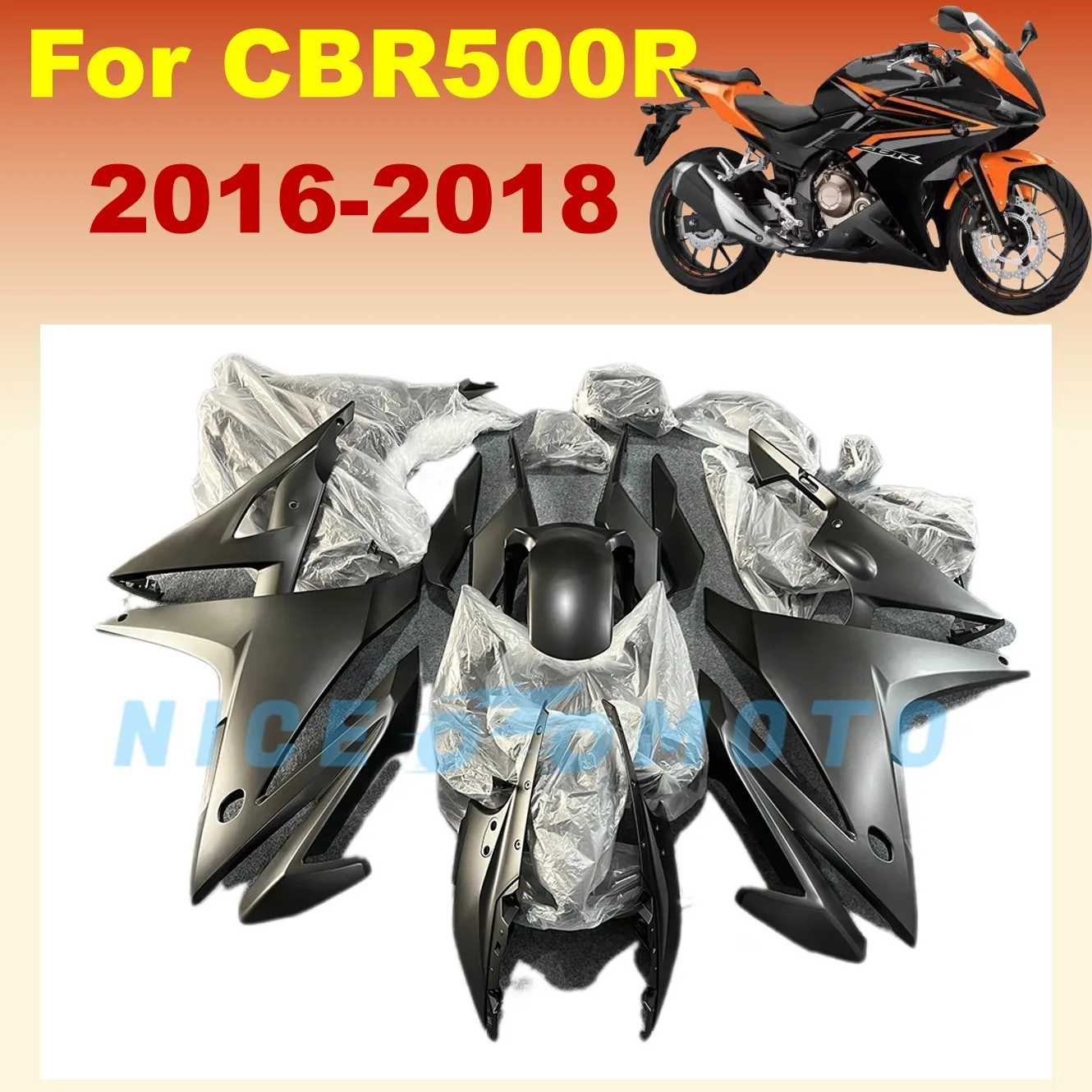 Matte Black Motorcycle Full Fairings Kit fit for CBR500R 2016 2017 2018 CBR500 16 17 18 CBR 500R Bodywork fairing kits set