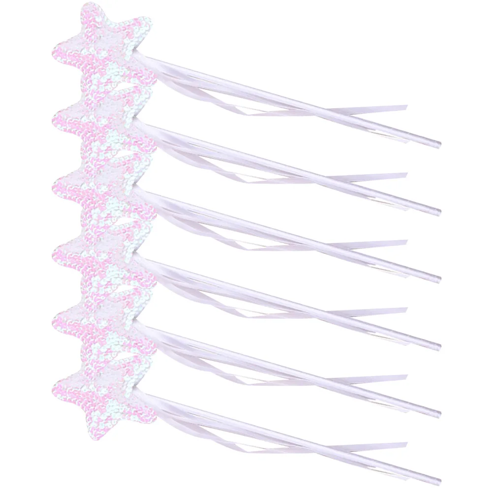

6pcs Sequin Star Fairy White Kids Birthday Party Favors Girls Stage Props Halloween Accessories Gifts