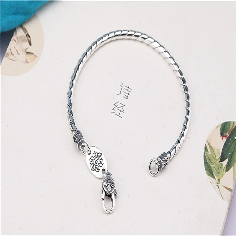 

S925 Thai Silver Retro National Style Vajra Clump Buckle Bracelet For Men Chaoren Simple Sterling Silver Bracelet For Men