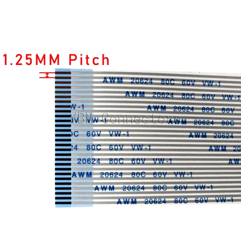 2PCS FPC FFC Ribbon Flexible Flat CableP 26/27/28/29/30/31/32/33/34/35/36/37/38/39/40P Pitch 1.25MM A/B-Type Wire Length