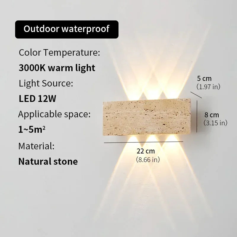 TechHPWabi-sabi LED Wall Lamp Garden Light Stone IP65 Outdoor Waterproof Bedside Retro Sconces