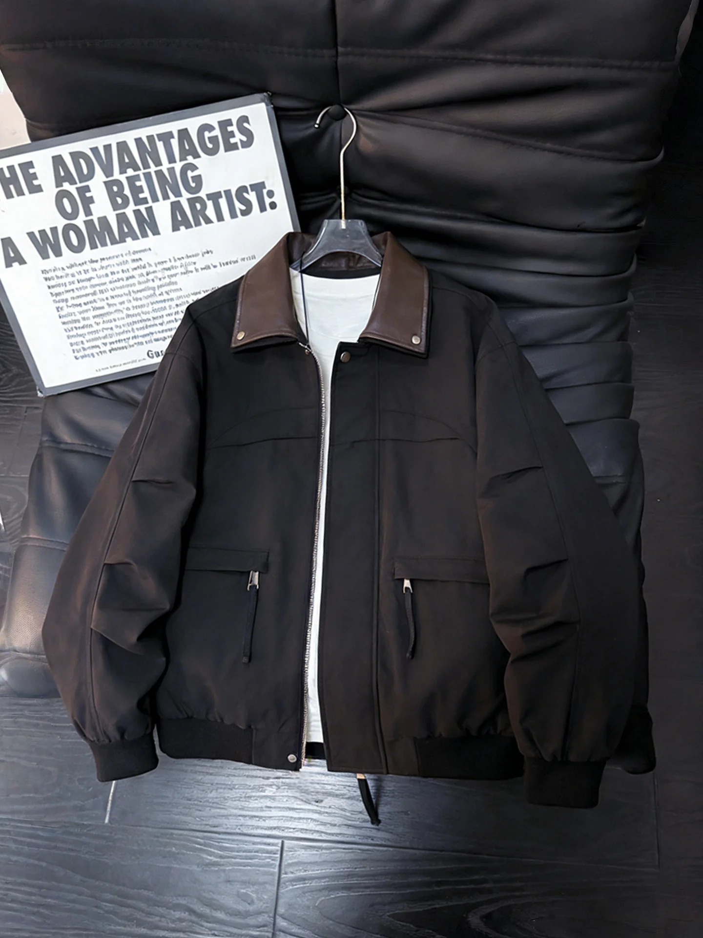 

Мужская куртка Cleanfit Bla Collar Flight Jaet: весенне-осенний дизайн, высокая функциональность, рабочая одежда, бейсбольный стиль, прочный полиэстер F...