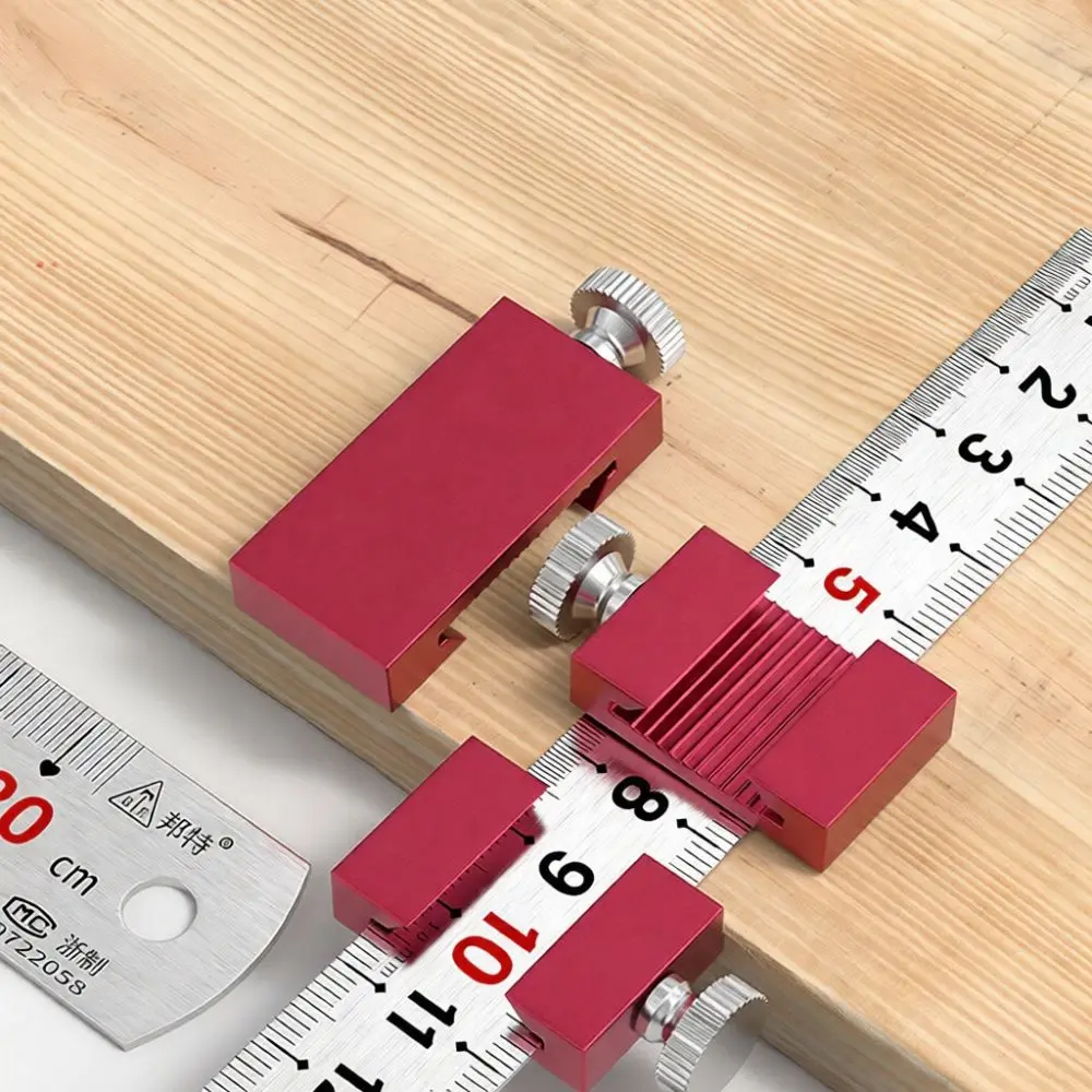 Premium Steel Ruler Positioning Block Aluminum Scriber Woodworking Fixed Slider Layout Measuring Gauge Marking Device