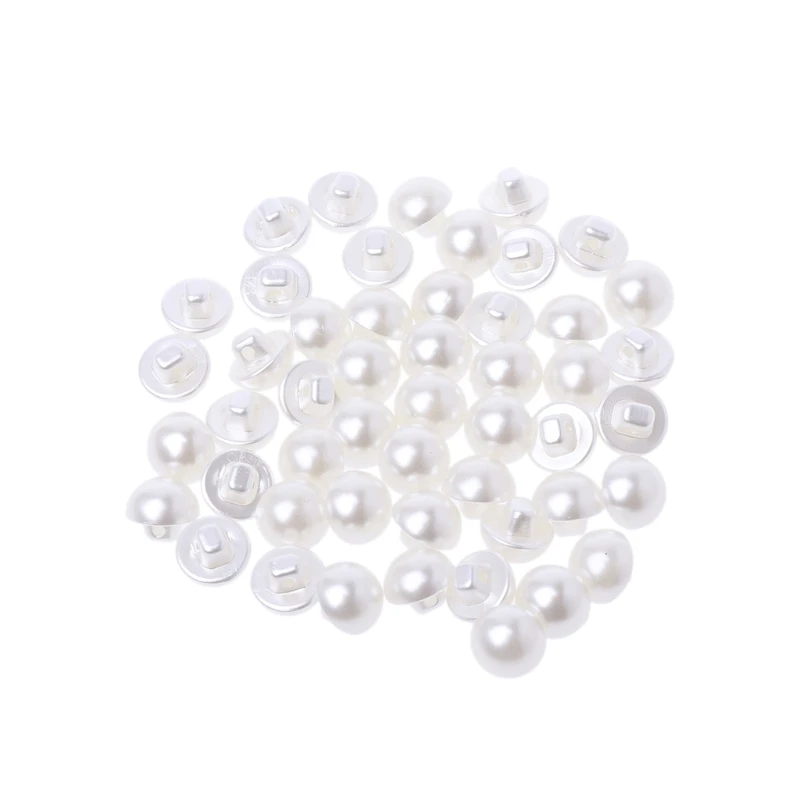 448B 50Pcs Faux Pearl Buttons Fit Sewing Scrapbook Backhole Sewing Crafts 10/11.5mm