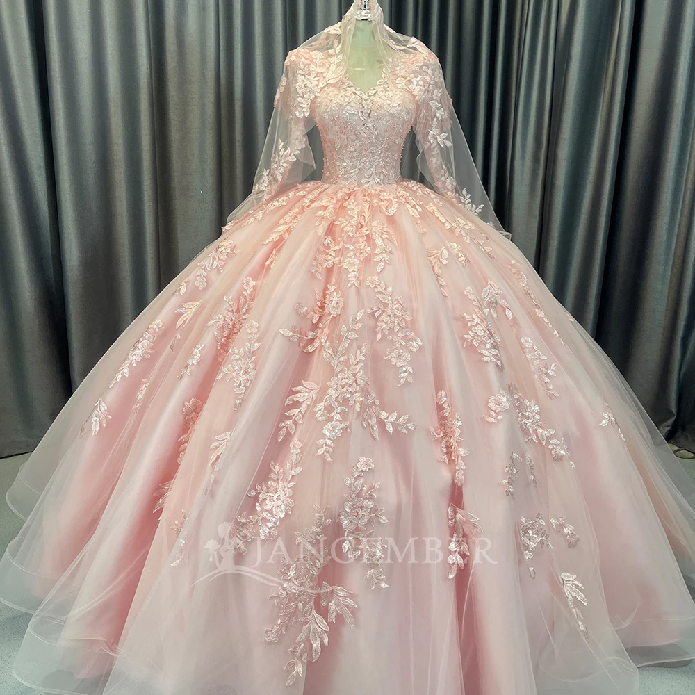 

Роскошное свадебное платье с бусинами и жемчугом, свадебное платье принцессы с длинными рукавами, новые платья по индивидуальному заказу для невесты, платья de novia boda