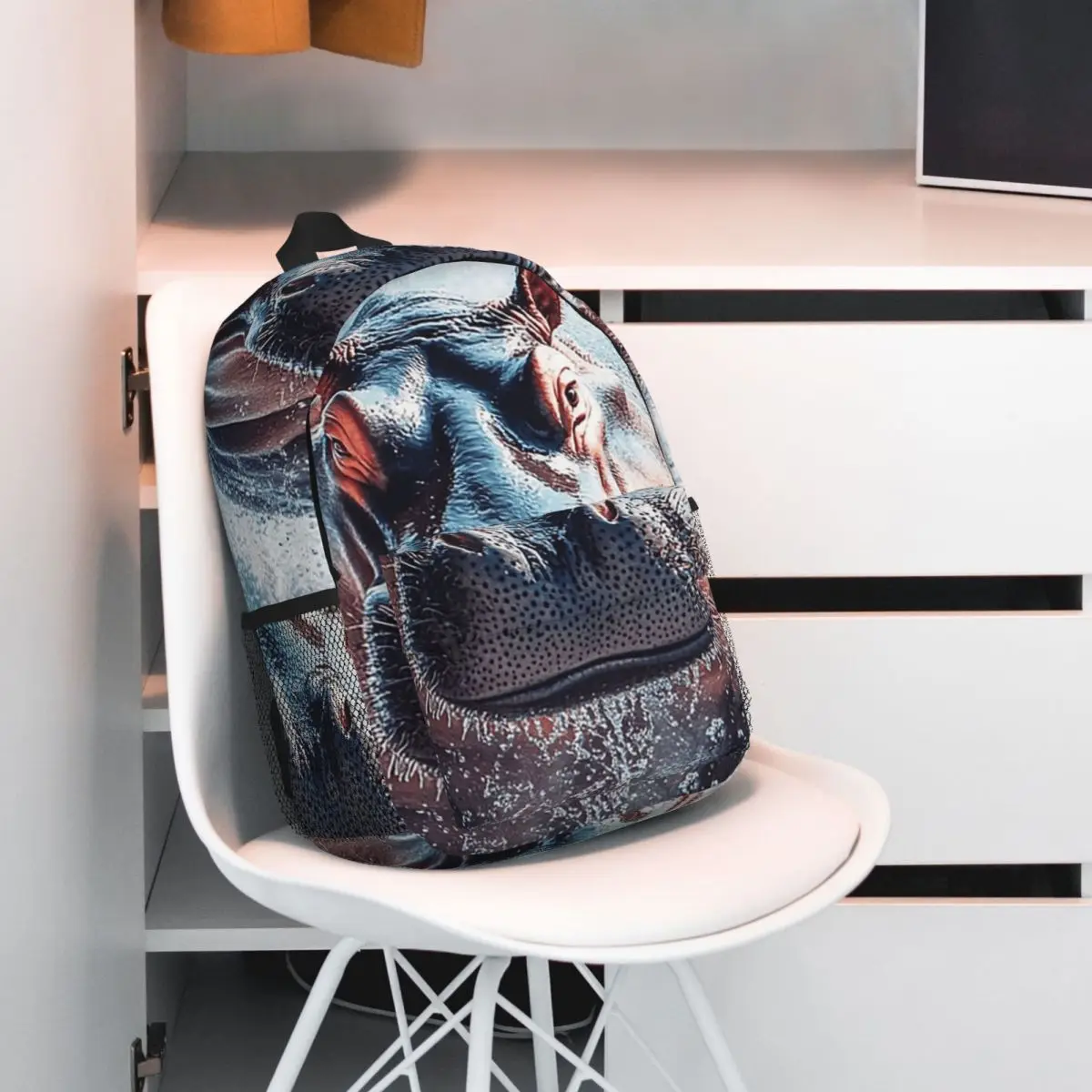Heavy Hippo Face Realistic Backpack Student BookBag Children School Bag Laptop Shoulder Bags for Boys Girls
