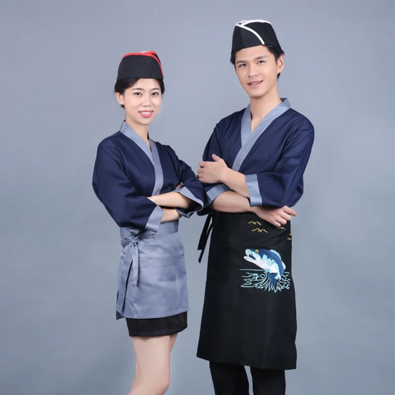 Uniforme de Chef de Sushi Para,Cocina Japonesa Hombre y Mujer, Camisa de Cocinero, Chaqueta de Cocina de Hotel, Barbacoa Coreana, Restaurante, Camarero, Ropa de Trabajo Chaquetilla de Cocinero Panaderia Camisas