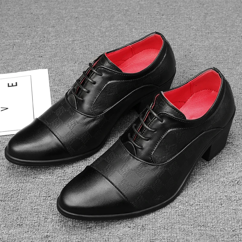 Luxury Classic Men\'s Genuine Leather Shoes Banquet Dress Shoes Men\'s Business Shoes High Heel Shoes Pointed Men\'s Wedding Shoes