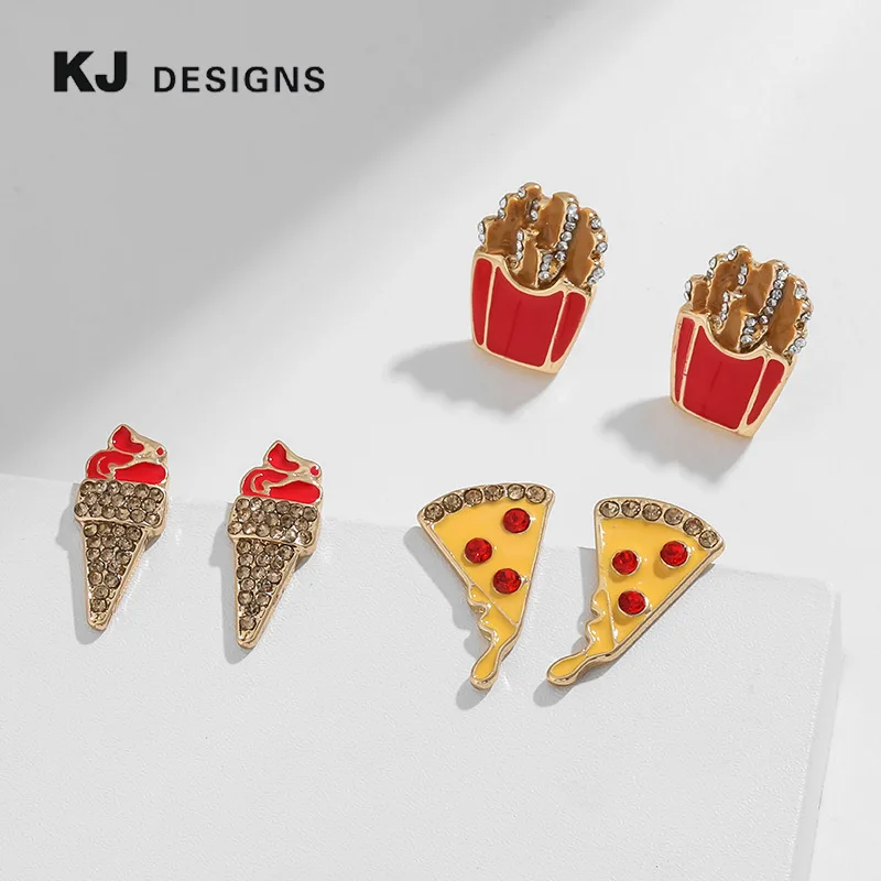 بيتزا صغيرة طازجة بطاطس مقلية أقراط أنثى الأمازون الآيس كريم الماس الملون الشعبي