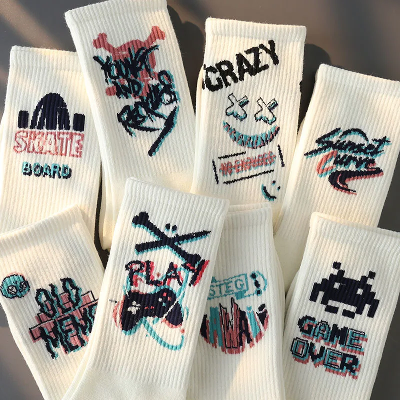 Punk Style Mid-calf Socks for Men, Hip-hop Socks Mid-calf Cyberpunk Style Women’s Stockings