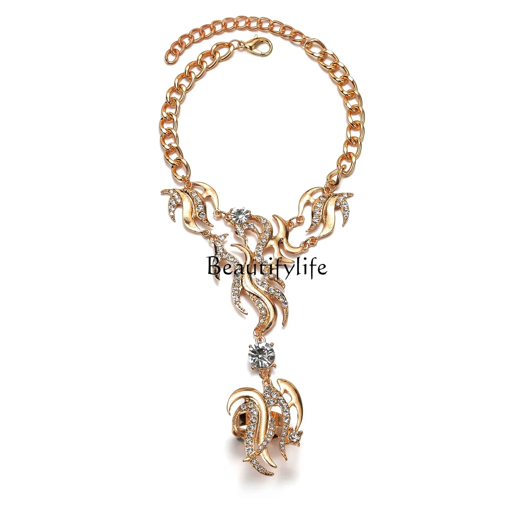 

New light luxury niche exquisite design sense, simple temperament on the back of the hand, alloy ring bracelet integrated