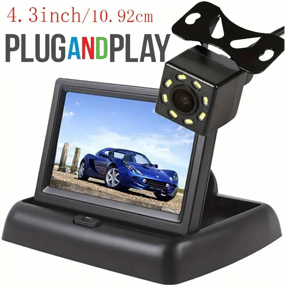 

4.3 in Foldable LCD 8led Backup Camera Monitor Rear View Parking System Night Vision