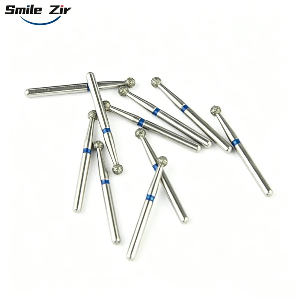 10Pcs FG Dental Diamond Burs Medium Grit 1.6mm Shank High Speed Handpiece for Clinic Crown Preparation Dentistry Grinding Tools
