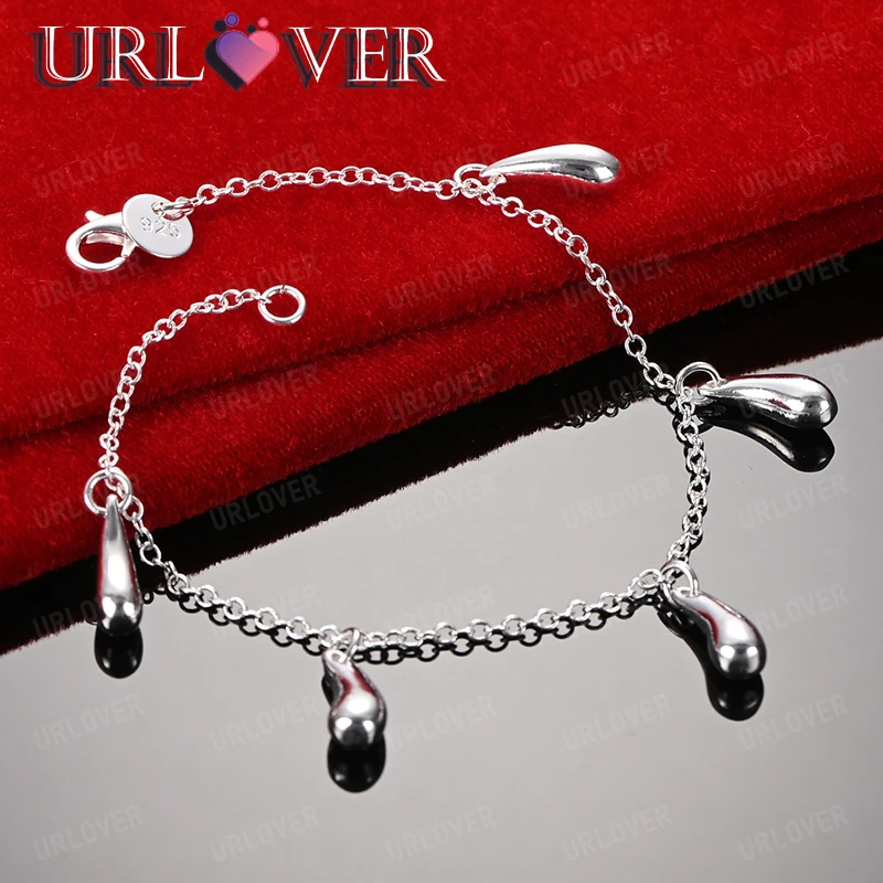 

Water Droplet Pendant O Chain 925 Sterling Silver Bracelets Woman's Wedding Accessories Birthday Party Fine Jewelry