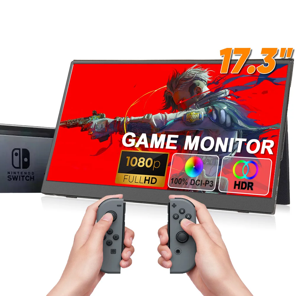 

17,3-дюймовый ультратонкий игровой монитор IPS 1080P FHD с защитой от синего света, уход за глазами, портативный USB-C экран для ноутбука, HDR, доступная цена