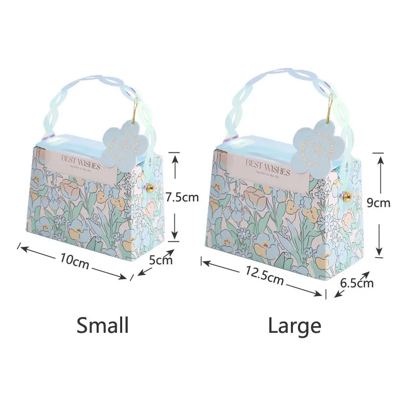 Flower Paperboard Gift Bags with PVC Handles Boxes Packaging Candy Gift Box Cookie Chocolate Souvenir Wedding Favors for Guests