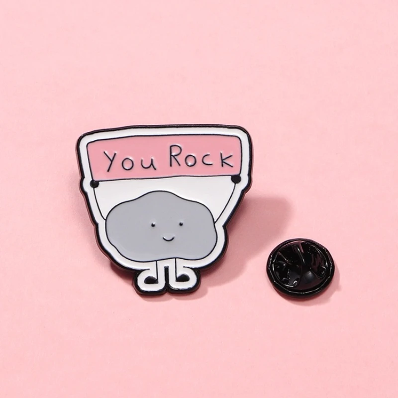 Cute Cartoon Cloud Brooch You Rock Pin Badge Unisex Fashion Accessory for DIY Clothes Bags Shoes Hat Scarf T-shirt Jeans