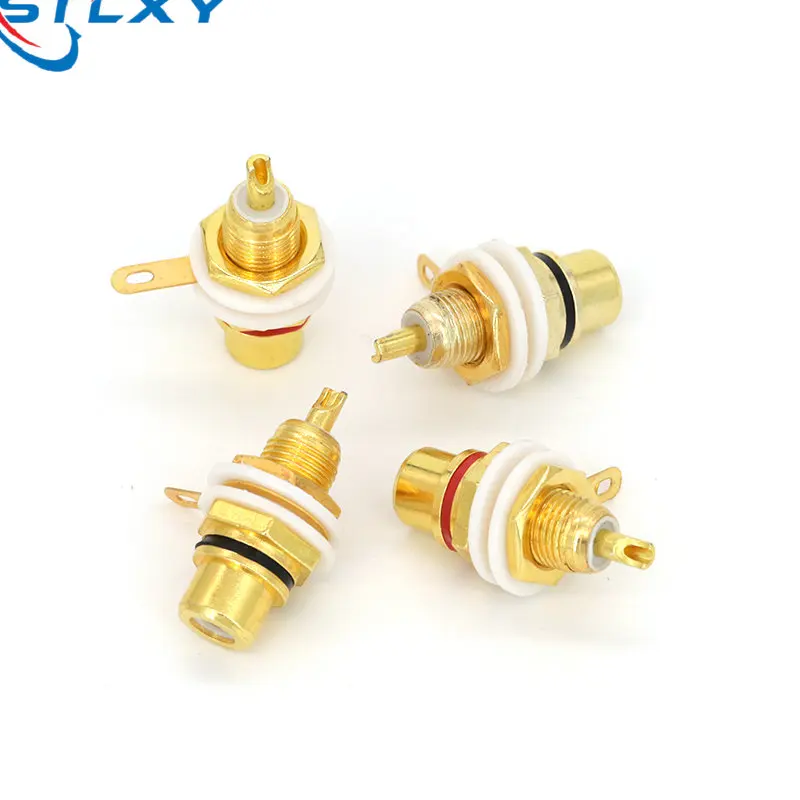 1 Pair RCA Female Socket Connector Chassis Panel Mount Adapter Audio Terminal Plug 3.5mm Plug AV Plug