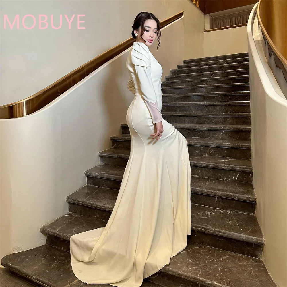 Mobuye ชุดเดรสสำหรับงานพรอมผู้หญิง, ชุดเดรสแฟชั่นชุดกระโปรงยาวคอกลมแขนยาวกระโปรงชุดเดรสปาร์ตี้แฟชั่นสุดหรูสำหรับผู้หญิง2024