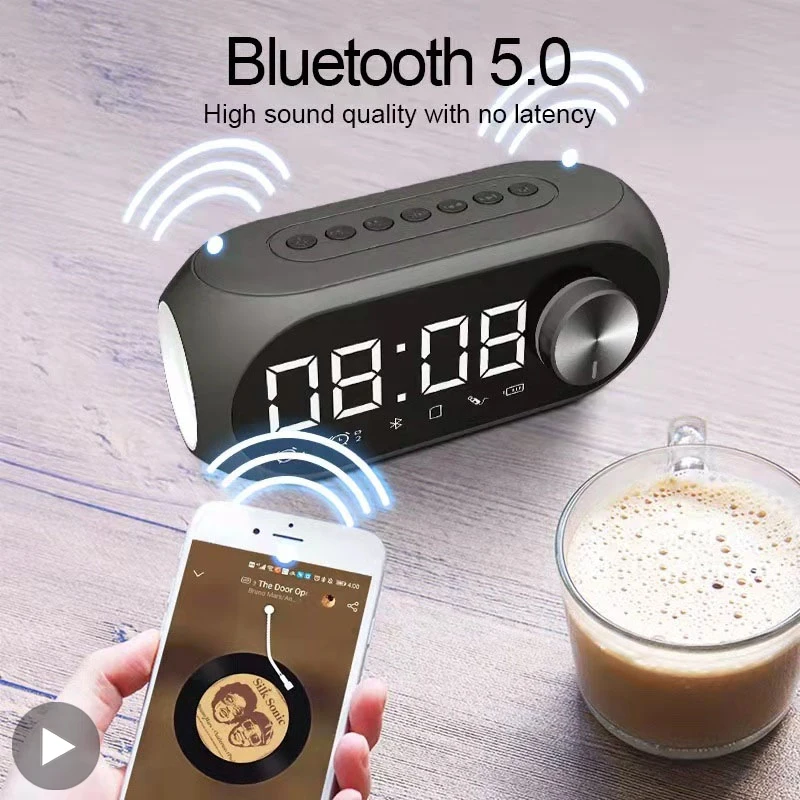 Alarm Clock Portable Bluetooth Speaker Radio FM Subwoofer Wireless Sound Box Music Mini Woofers Caixa De Som Coluna Lamp Bocina