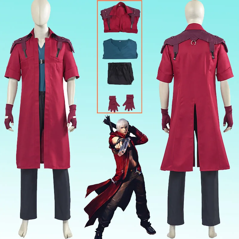 

Данте Косплей Игра DMC 5, куртка, мужской костюм, маскировка для взрослых, мужская куртка, пальто, перчатки, наряды для ролевых игр, карнавальный костюм на Хэллоуин