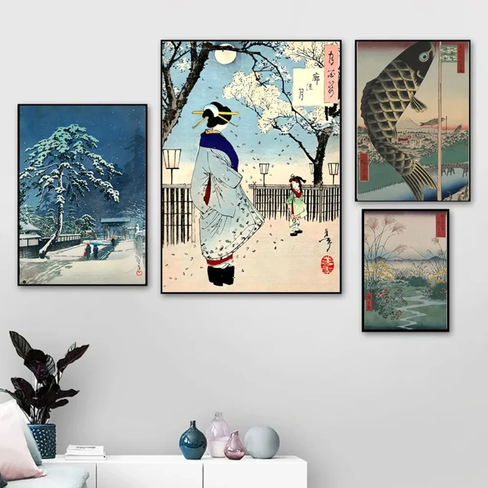 1pc frameless Canvas Painting Japanese Landscape Ukiyo-e Kawase Hasui Artworks Art Poster Vintage Canvas Painting Wall Print Pic
