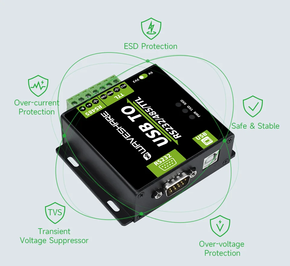 FT232RNL or CH343G USB TO RS232 RS485 TTL Interface Converter Industrial Isolation