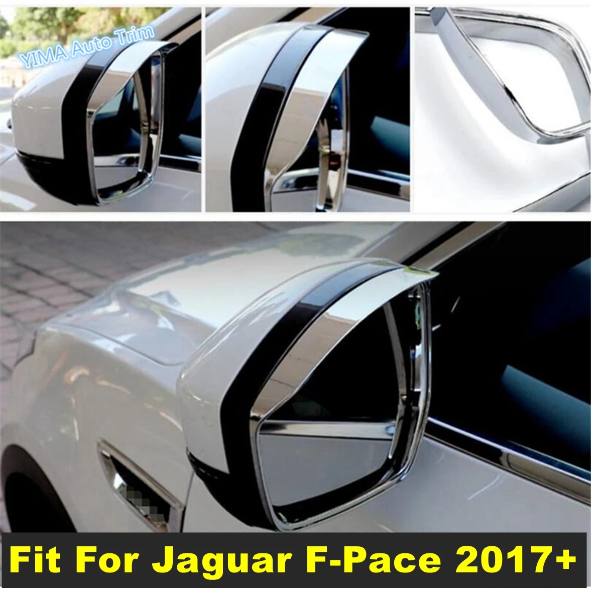 Chrome Rearview Mirror Rain Shade Rainproof Frame Cover Trim Protection For Jaguar F-Pace 2017 - 2022 Car Exterior Accessories