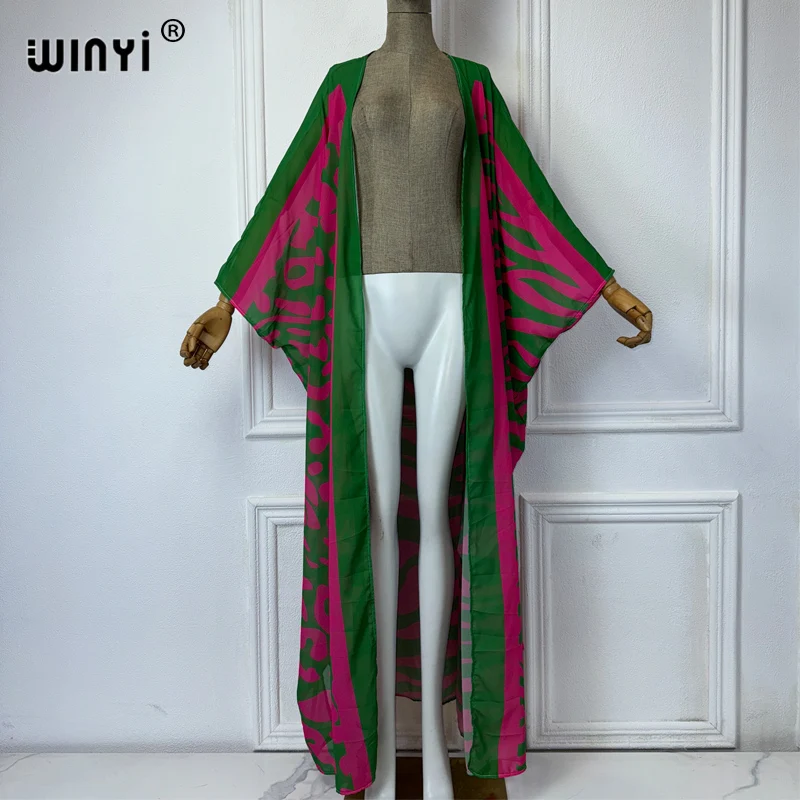 WINYI-Kimonos à imprimé bohème africain pour femmes, robes amples, cardigans, tenues de plage, kaftan, couverture de plage, robe de soirée, manteau maxi