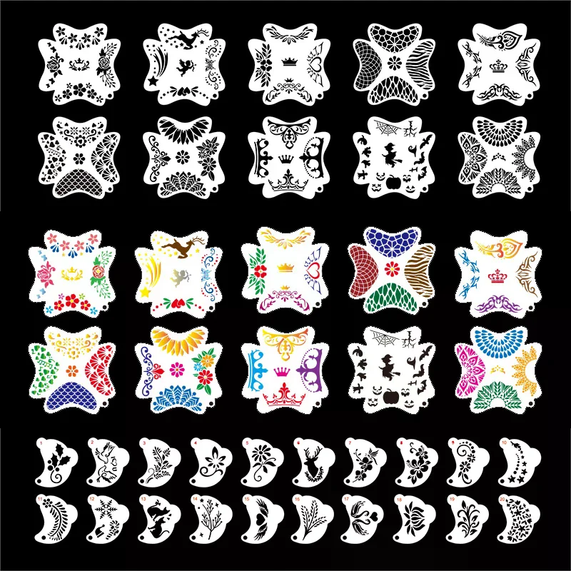 Face Paint Stencils Professional Body Art Paint Stencils Reusable For Adults Kids Easily Use Templates For Parties Makeup Tools